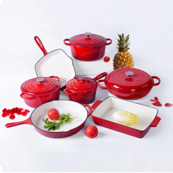 11 Piece Enamel Cast Iron Cookware Set