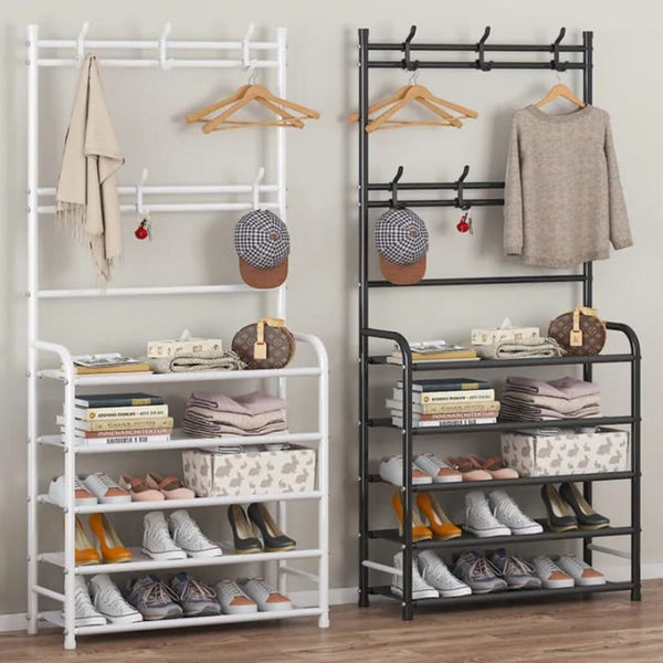 5 Tier Shoe Rack with Coat Hanger
