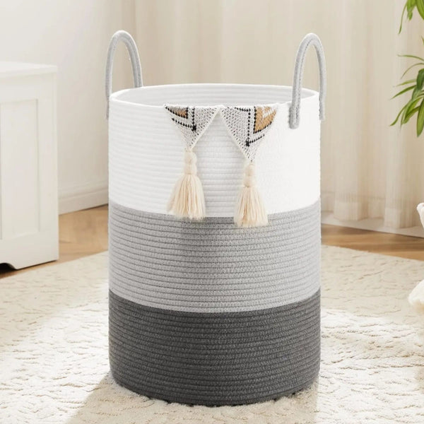 Cotton Rope Handwoven Large Storage Basket with Handles