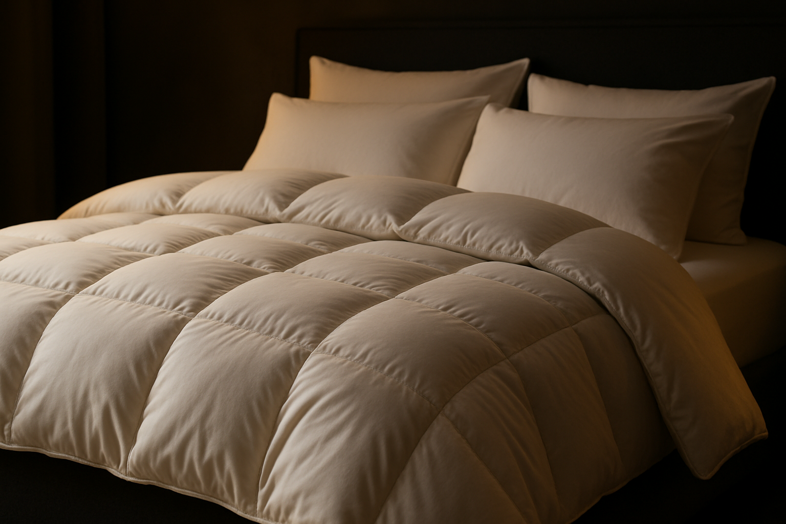 bed duvet with dark bacground